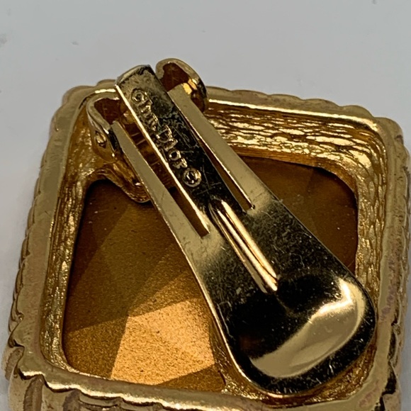 Vintage Christian Dior Crystal Gold tone Clip on Earrings - Picture 8 of 9